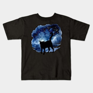 Cat Starry Night Kids T-Shirt